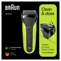 Braun Series 3 300 Electric Shaver, Razor for Men, Black / Volt Green
