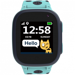 CANYON Sandy KW-34, Детские умные часы, цветной экран 1,44 дюйма, функция GPS, Nano SIM-карта, 32+32 МБ, GSM (850/900/1800/1900 МГц), аккумулятор 400 мАч, совместимость с iOS и Android, Синий, хост: 52.9 *40,3*14,8 мм, ремешок: 230*20 мм, 42 г.