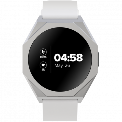 CANYON Otto SW-86, Smart watch Realtek 8762DK LCD 1.3'' LTPS 360X360px, G+F 1+gesture 192KB Li-ion polymer battery 3.7v 280mAh,Silver aluminum alloy case middle frame+plastic bottom case+white silicone strap+silver strap buckle host:45.4*42.4*9.6m