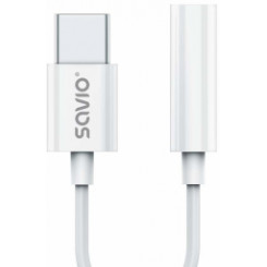 Savio USB-C штекер — гнездо 3,5 мм, белый