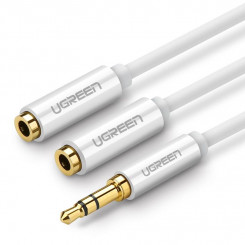 Аудиоразветвитель AUX, кабель jack 3,5 мм UGREEN AV123, 25 см (белый)