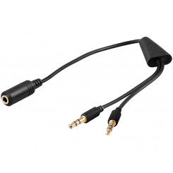 MicroConnect Audio Minijack adapter Cable; 3.5mm female to 2 x 3.5mm, 0.4m
