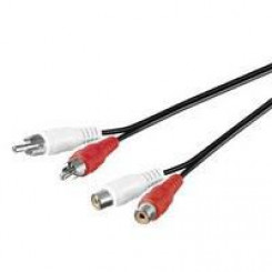 MicroConnect Stereo RCA Extension Cable; 2 x RCA male to RCA female, 1.5 m