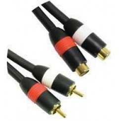 MicroConnect Stereo RCA Extension Cable; 2 x RCA male to RCA female, 2.5 m