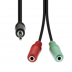 Кабель ProXtend Mini-Jack с 4-контактным разъемом на 2 3-контактных разъема MF, черный, 30 см