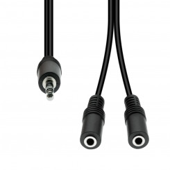Кабель ProXtend Mini-Jack 3-контактный на 2x 2-контактный MF, черный, 20 см