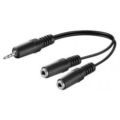 MicroConnect 3.5mm Minijack Audio Y adapter Cable;3.5mm Jack 1 x male to 2 x female, 0.2 m