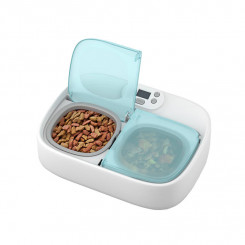 An intelligent two-chamber bowl with a Petoneer Two-Meal Feeder cooling insert