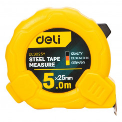 Рулетка Deli Tools EDL9025Y, 5м/25мм (желтая)