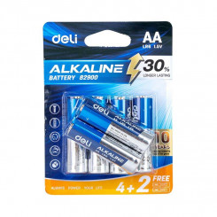 Deli AA LR6 alkaline batteries 4+2 pcs