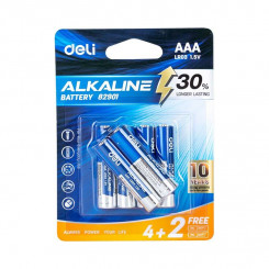 Deli AAA LR03 alkaline batteries 4+2 pcs