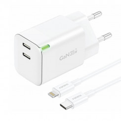 Wall charger Foneng GAN35 USB-C 2-Port 2.4A (white)