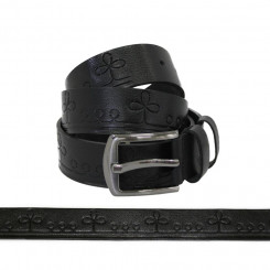 Leather belt ETNO mulk black 3.5 x 135 cm