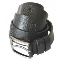 Leather belt ETNO sun bike black 3.5 x 130 cm