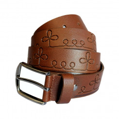 Leather belt ETNO mulk brown 3.5 x 120 cm