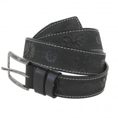 Leather belt ETNO cornflower black 3.5 x 125 cm