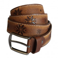Leather belt ETNO cornflower brown 3.5 x 125 cm