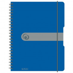 Папка спиральная Herlitz, квадратная, А4/80, синяя, с пластиковой крышкой