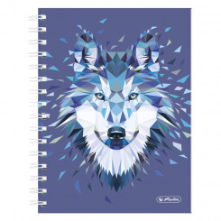 Spiral notebook A5/100 Wild Animals / Wolf, checkered