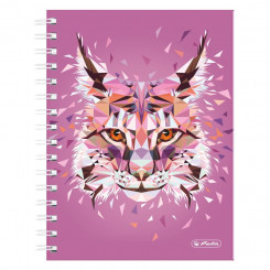 Spiral notebook A5/100 Wild Animals / Lynx, checkered