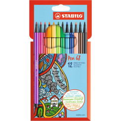 Чернильная ручка STABILO, Ручка 68, 12 цветов
