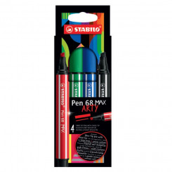 Фломастер STABILO Pen 68 Max Arty, 4 цвета