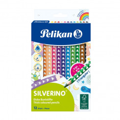 Pelikan crayon, Silverino, triangular, SOFT, coarse, 12 colors