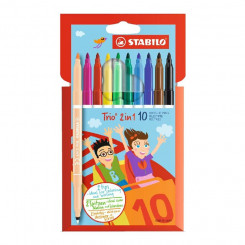 STABILO felt-tip pen, Trio 2 in 1, 10 colors