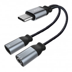 Переходник аудио USB-C на USB-C + Jack 3,5 мм XO NBR160B (черный)