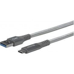 eSTUFF USB-C to USB-A Cable 1m Grey Nylon