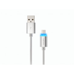 Natec Prati, Кабель USB Micro-Type A, 1 м, светодиодный, серебристый Natec USB Type-A Micro USB