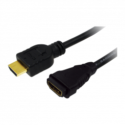 Кабель HDMI Logilink, тип A, штекер — HDMI, тип A, гнездо, черный, HDMI — HDMI, 2 м