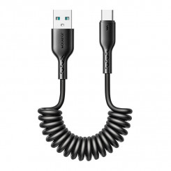 Kiirlaadimiskaabel autole Joyroom USB-A kuni Type-C Easy-Travel Series 3A 1,5 m, mähitud (must)