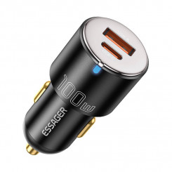 Автомобильное зарядное устройство USB-A+USB-C 100 Вт Essager (черное)