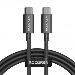 Kiirlaadimiskaabel Rocoren USB-C kuni USB-C Simples Series 100W, 1m (must)