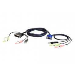 ATEN 2L-7DX2U videokaabli adapter 1,8 m VGA (D-Sub) + 3,5 mm + A-tüüpi USB DVI-I + 3,5 mm + B-tüüpi USB must, roheline, roosa