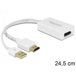 DeLOCK 62496 videokaabli adapter 0,245 m DisplayPort HDMI + USB Valge