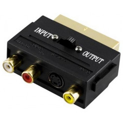 Deltaco AA-15 videokaabli adapter 3 x RCA + S-Video SCART (21 kontaktiga) must
