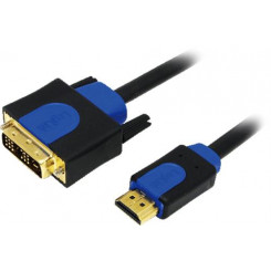 LogiLink CHB3103 videokaabli adapter 3 m HDMI DVI-D Must, sinine