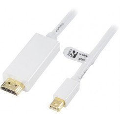Deltaco DP-HDMI202 videokaabli adapter 2 m Mini DisplayPort HDMI Type A (Standard) Valge