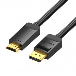 Кабель DisplayPort 1.2 — HDMI 1.4 Vention HAGBH, 2 м, 4K, 30 Гц (черный)