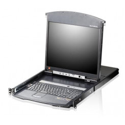 Aten 16-Port Dual Rail LCD KVM Switch LCD Console + Cat 5 High-Density KVM Switch with KVM over IP