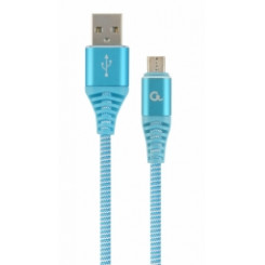 Gembird USB isane - Micro USB isane Premium puuvillane punutud 1m sinine/valge