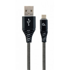 Gembird USB Male - Micro USB Male Премиум хлопковая оплетка 2м Черный/Белый