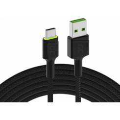 USB-папа Green Cell — штекер USB Type-C для быстрой зарядки со светодиодным диодом, 2 м