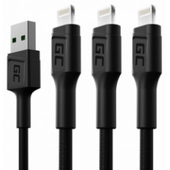 Комплект кабелей Green Cell GC Ray, 3 порта USB — Lightning со светодиодным диодом, быстрая зарядка, 1,2 м