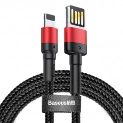 Lightning USB cable (double-sided) Baseus Cafule 2.4A 1m (black and red)