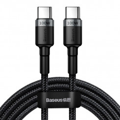 Кабель Baseus Cafule USB-C — USB-C, QC 3.0, PD 2.0, 100 Вт, 5 А, 2 м (серо-черный)