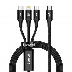 Кабель USB 3w1 Baseus Rapid Series, micro USB/Lightning/USB-C, 20Вт, 1,5м (черный)