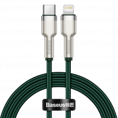 Кабель Baseus Cafule USB-C — Lightning, PD, 20 Вт, 1 м (зеленый)